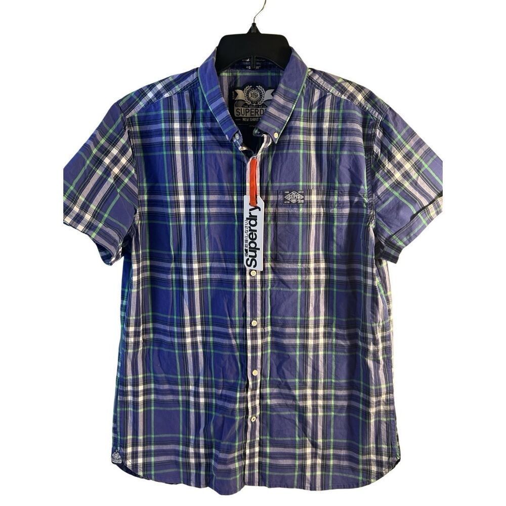 Super Dry xxl shirt purple checkered‎ new M4GME006